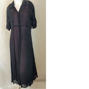 Nostalgia Dresses - Black Dress w/ Pink Slip Tie Back 1980's Goth Boho Nostalgia Dresses - Black Dress w/ Pink Slip Tie Back 1980's Goth Boho